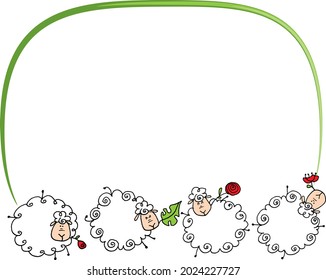 Vector illustration cartoon cute sheep action series	