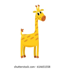 vector illustration of cartoon cute smiling giraffe
