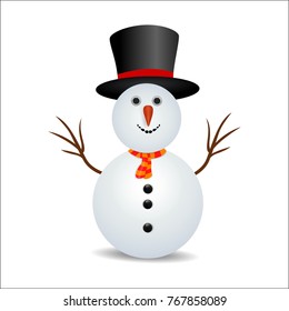 Vector illustration of Cartoon cute snowman isolated on white background