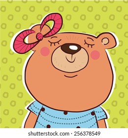 Vector illustration of cartoon cute teddy bear