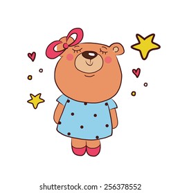 Vector illustration of cartoon cute teddy bear