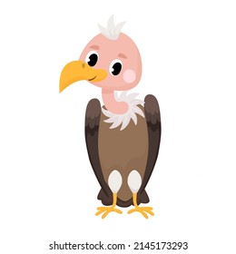 Vector illustration of cartoon cute Vulture on white background