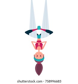 vector illustration of cartoon cute yoga girl. Isolated on white. Mascot.