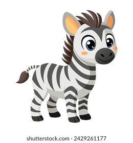 Vector of illustration Cartoon cute Zebra on white.