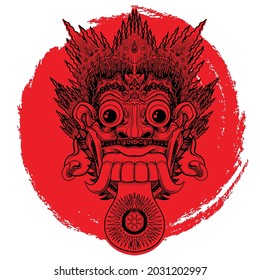 Vector illustration of cartoon vector detail Rangda angry