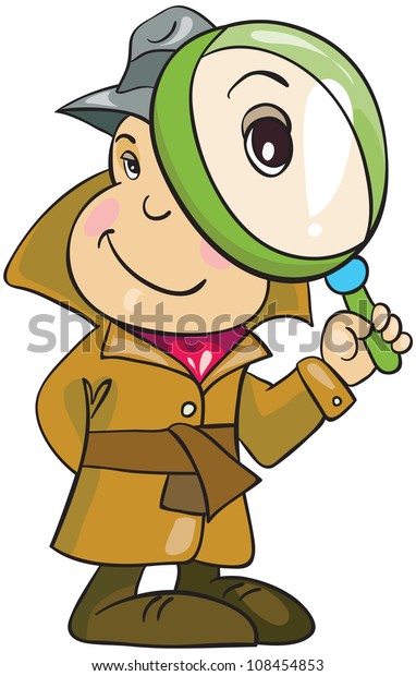 Vector Illustration Cartoon Detective Hat Topcoat Stock Vector (Royalty