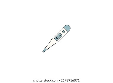 Vector illustration of cartoon digital thermometer showing 37.5 degrees	

