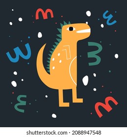 Vector illustration of a cartoon dinosaur.