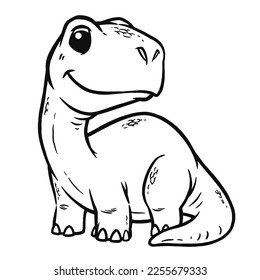 Vector illustration of Cartoon dinosaur, Brontosaurus, Coloring book for kids