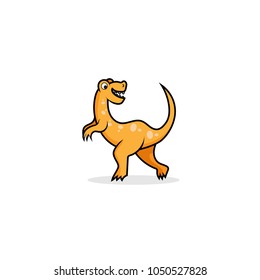 Vector illustration of Cartoon Dinosaur Character. Funny cartoon dinosaurs logo Vector illustration.