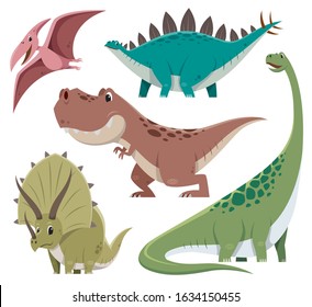 Vector illustration of Cartoon Dinosaur Character Set