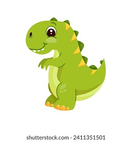 Vector illustration of Cartoon Dinosaur Character. Cute colored dinosaur isolated on white background. T-rex, diplodocus, triceratops.