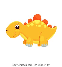 Ilustración vectorial del personaje de los dinosaurios de caricatura. Un dinosaurio de color lindo aislado en fondo blanco. T-rex, diplodocuments, triceratops.