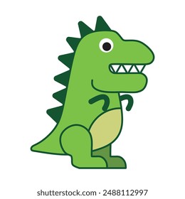 Vector illustration of Cartoon Dinosaur Character. Cute colored dinosaur isolated on white background. T-rex, triceratops.