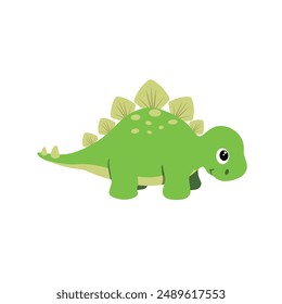 Vector illustration of Cartoon Dinosaur Character. Cute colored dinosaur isolated on white background. T-rex, diplodocus, triceratops.