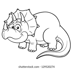 Vector illustration of Cartoon dinosaur - Coloring book