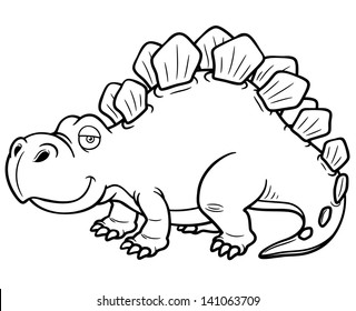 Vector illustration of Cartoon dinosaur - Coloring book