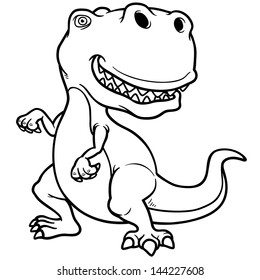 Vector illustration of cartoon dinosaur - Coloring book