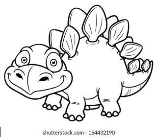 Vector illustration of Cartoon dinosaur - Coloring book