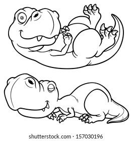 Vector illustration of Cartoon dinosaur - Coloring book