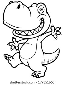 Vector illustration of Cartoon dinosaur - Coloring book