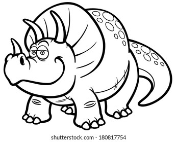 Vector illustration of Cartoon dinosaur - Coloring book