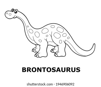 Vector illustration of cartoon dinosaur - Coloring book. Isolated cute outline brontosaurus on the white background.