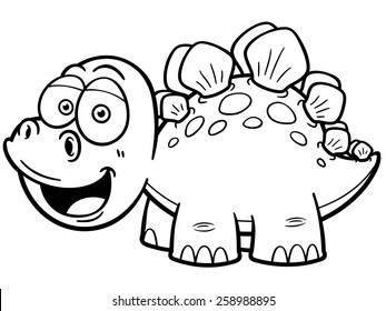 Vector illustration of Cartoon dinosaur - Coloring book