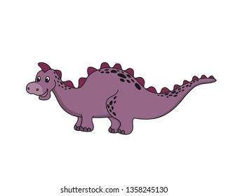 Vector illustration of cartoon dinosaur. Cute dinosaur on white background.