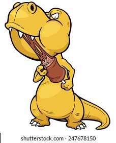 Vector illustration of Cartoon Dinosaur eating