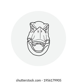 Vector illustration of cartoon dinosaur head. T-rex head outline drawing
