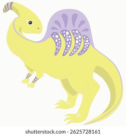 Vector illustration of a cartoon dinosaur parasaurolofus or spinosaurus art, isolated on white background, cute children's toy, for print or holiday's postcard