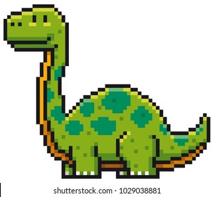 Vector illustration of Cartoon Dinosaur - Pixel design