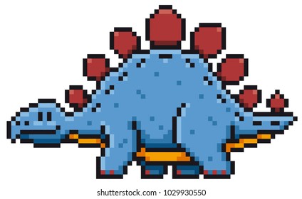 Ilustração vetorial de desenhos animados Dinossauro - Pixel design