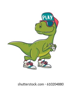 Vector illustration of Cartoon Dinosaur Play