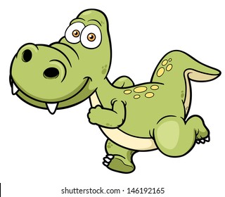 Vector illustration of cartoon dinosaur running