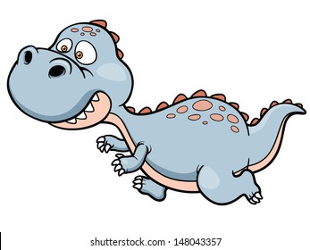 Vector illustration of cartoon dinosaur running