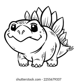 Vector illustration of Cartoon dinosaur, Stegosaurus, Coloring book for kids