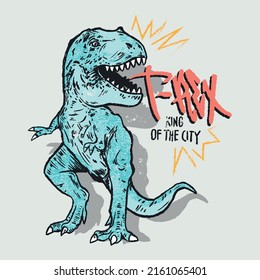 Vector illustration of Cartoon Dinosaur and typography 