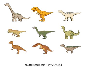 vector illustration of cartoon dinosaurs, set