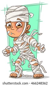 A vector illustration of cartoon disabled boy with bandage