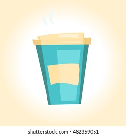 Vector illustration cartoon disposable coffee cup