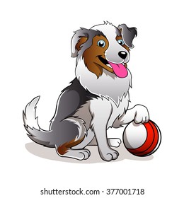 Vector illustration of Cartoon Dog with ball