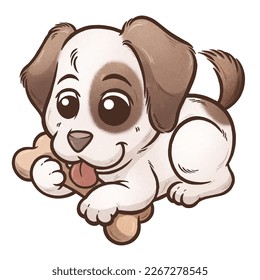 Vector illustration of Cartoon Dog with bone