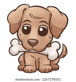 Vector illustration of Cartoon Dog with bone