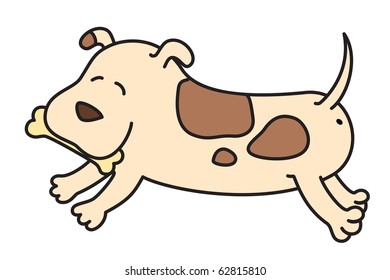 Vector illustration of cartoon dog with bone
