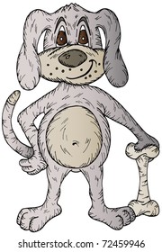 Vector illustration of a cartoon dog and bone