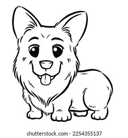 Vector illustration of Cartoon Dog breed welsh corgi - Coloring book for kids