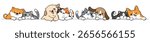 Vector Illustration of Cartoon Dog and Cat Couples on Isolated Background. Hand Drawn Vector Illustration. Not AI Generated.