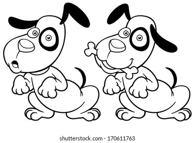 Vector illustration of Cartoon Dog - Coloring book